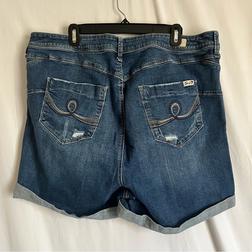 Seven7 Booty Shaper Dark Blue Jean Shorts - Picture 2 of 10